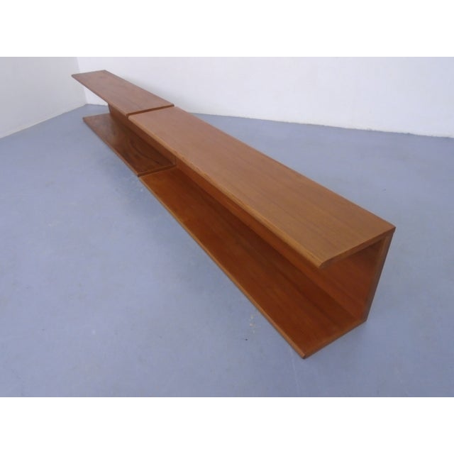 Large Minimalist Teak Wall Shelves, Germany, 1960s, Set of 2 For Sale - Image 9 of 13