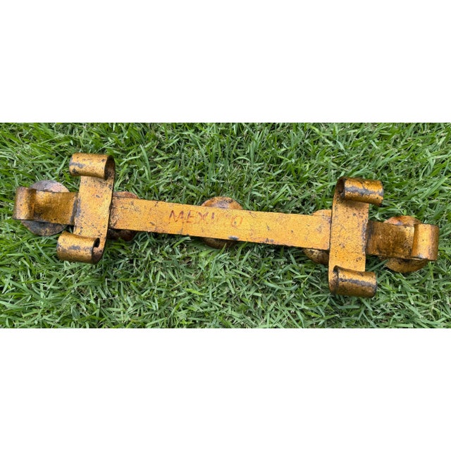 Vintage Mexican Hand-Forged Iron Five-Light Candelabra With Crackle Gilt Finish For Sale - Image 10 of 12