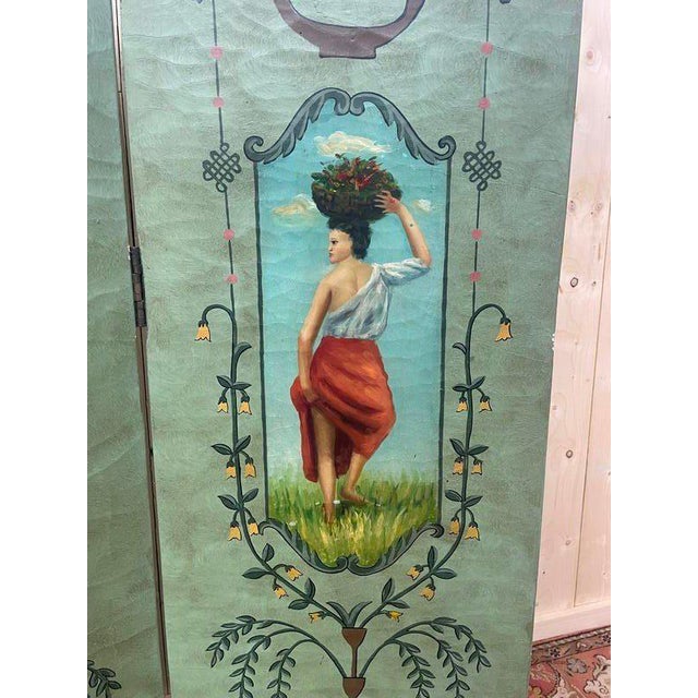 Traditional Painted Wooden Screen For Sale - Image 3 of 7