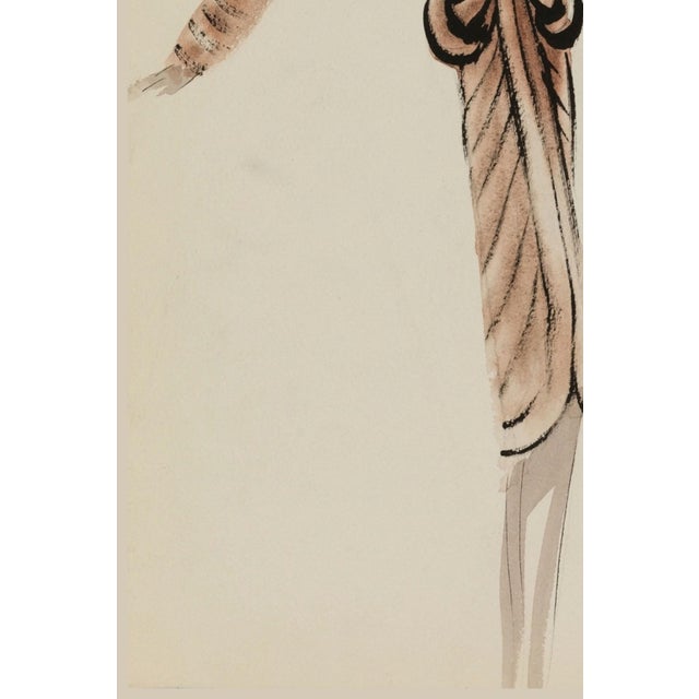 Vintage French Fashion Art Print – Brown Art Deco Illustration, 30" X 40" For Sale In Buffalo - Image 6 of 8