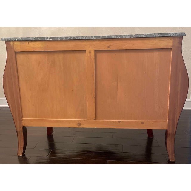 Antique French Louis XV Style Bombe Chest With Marble Top For Sale - Image 11 of 11