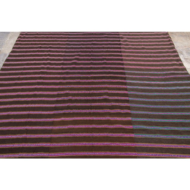 Traditional Vintage Panelled Kilim Wool Rug With Pink Stripes by Rug & Kilim, 1950-1959 For Sale - Image 3 of 9