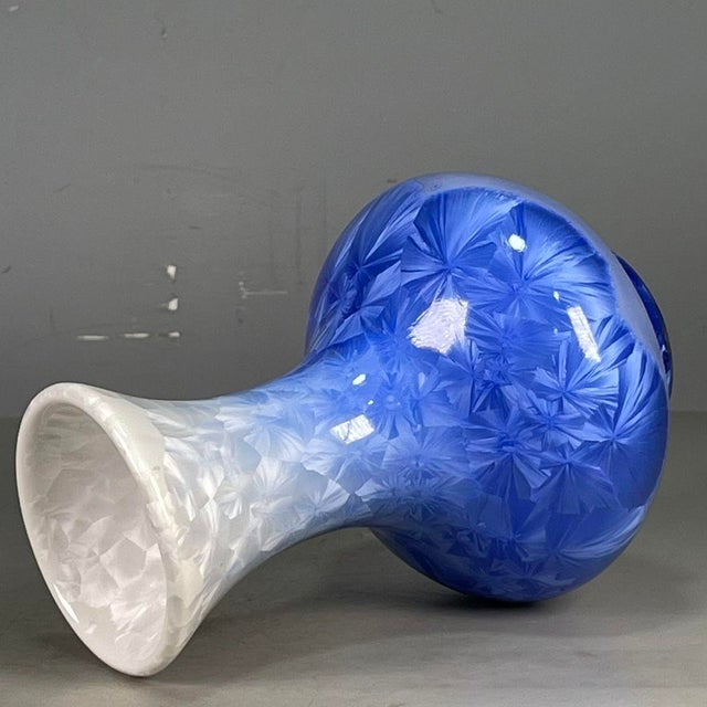 Ceramic Chinese Blue Crystalline Glaze Porcelain Vase With Yongzheng Mark For Sale - Image 7 of 9