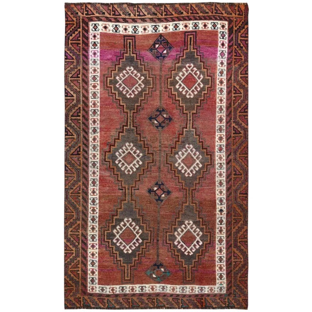 Red Vintage Persian Shiraz Abrash Hand Knotted Rug For Sale - Image 8 of 8
