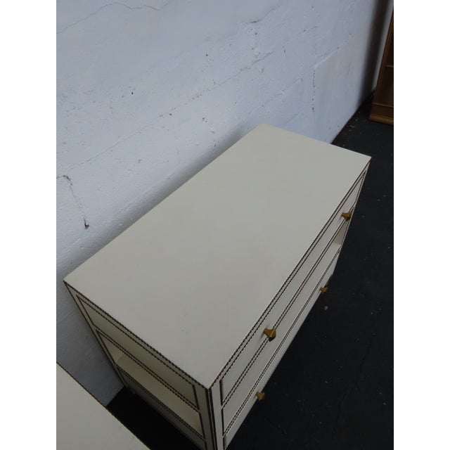 Bernhardt Hollywood Regency Bonded Leather Large Nightstands Chests a Pair 6660 For Sale - Image 13 of 18