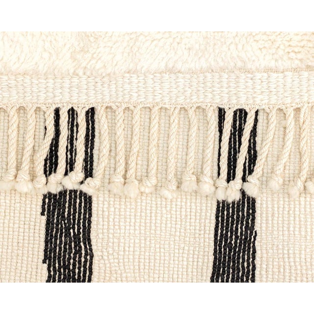Ivory Minimalist Abstract Line Hand-Knotted Wool Rug | 9'10" X 6'5" | One of a Kind For Sale - Image 8 of 8