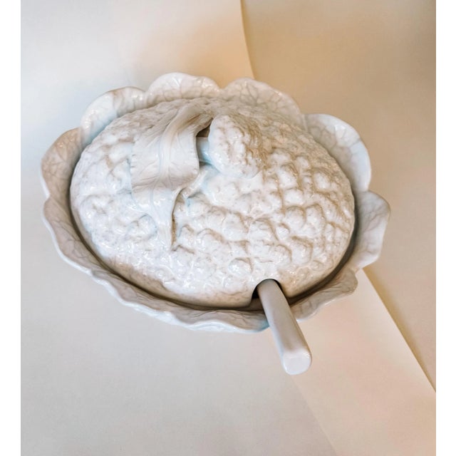 Bordallo Pinheiro Vintage Cabbage Cauliflower Vegetable Soup Tureen With Ladle Made in Portugal For Sale - Image 4 of 8