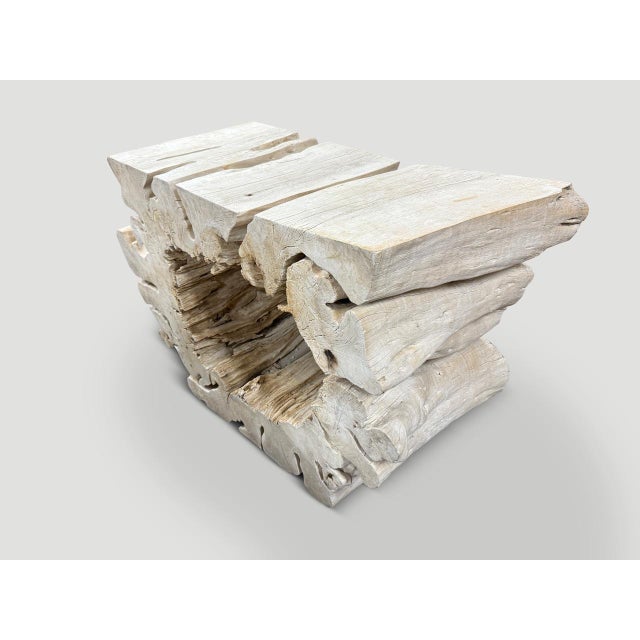 Andrianna Shamaris Bleached Organic Wood Console Table For Sale In New York - Image 6 of 18