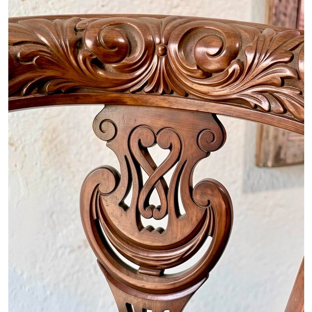 Late 19th Century Antique Chippendale-Style Carved Mahogany Side Chair With Pierced Scrollwork Back For Sale - Image 5 of 8