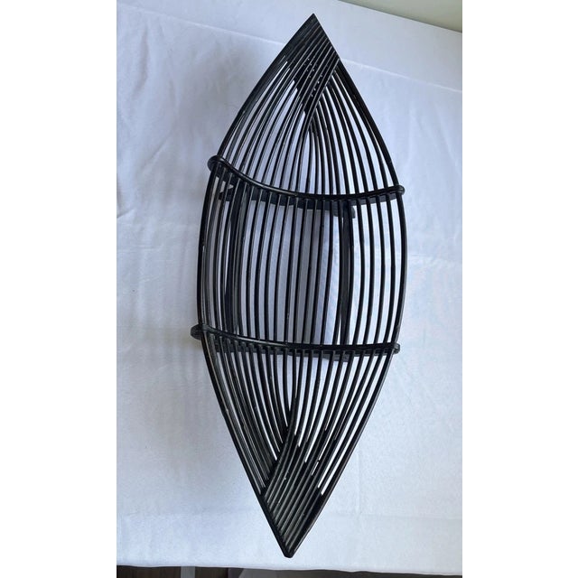 Vintage MCM Wicker Rattan Wooden Boat, Centerpiece Fruite Basket For Sale - Image 4 of 9