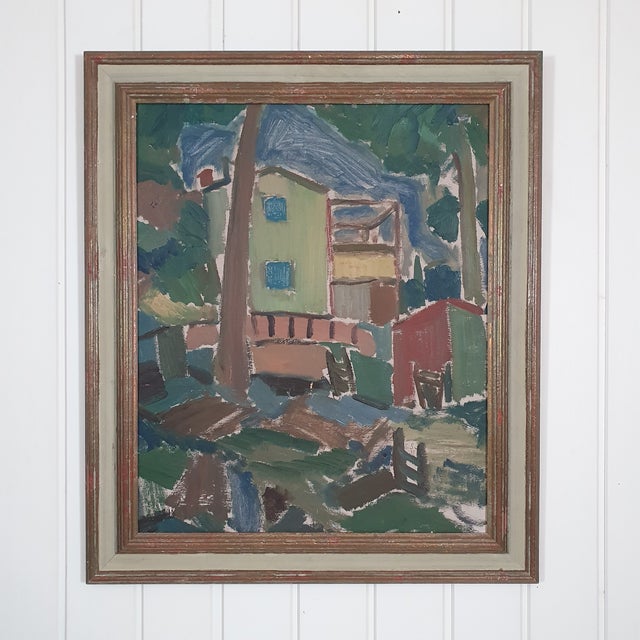 Green 1948 Mid-Century Danish Fauvist Modernist Oil Painting by Sigurd Swane For Sale - Image 8 of 16