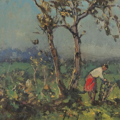 Lorenzo Gignous, Peasant at Work, 20th Century, Oil on Board, Framed For Sale - Image 4 of 10