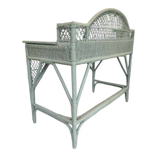 Vintage Woven Rattan Desk For Sale In West Palm - Image 6 of 11