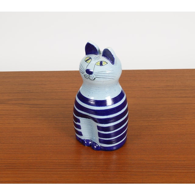 Blue Large and Rare Lisa Larson Tripp Trapp Trull Cat Gustavsberg Sweden 1968 -1974 For Sale - Image 8 of 12