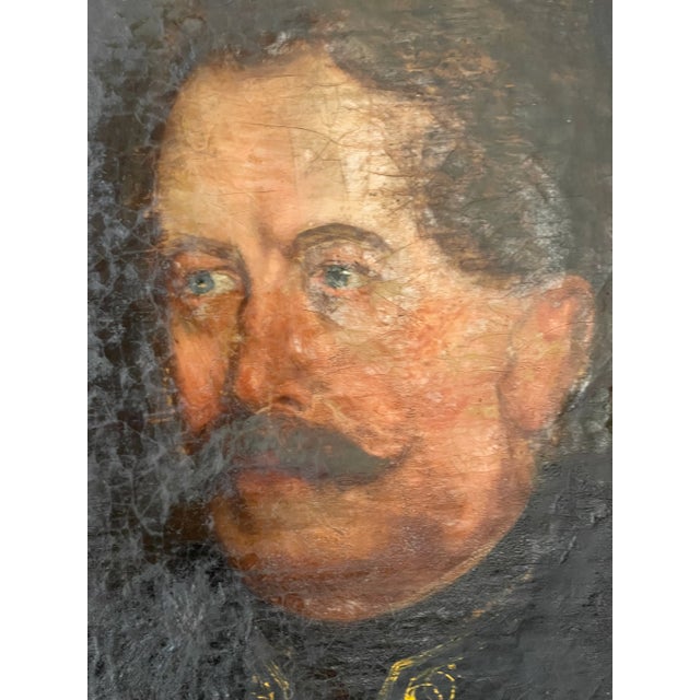 19 Th C Antique Austrian Military Portrait Framed Dark Academia Ia For Sale In Miami - Image 6 of 8