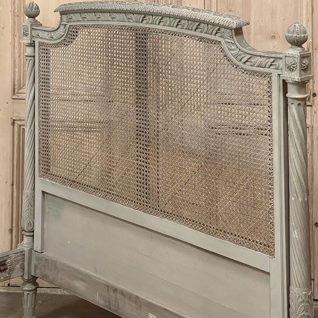 19th Century French Louis XVI Painted Cane Bed by Hopilliart & Leroy of Paris For Sale - Image 9 of 18