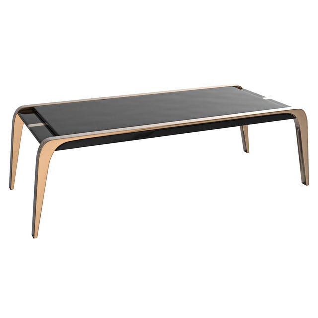 Art Deco "Safari" Desk With Bronze and Stainless Steel, Handmade For Sale - Image 3 of 7