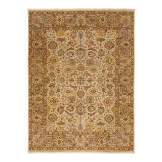 Handmade Paki Peshawar Wool Rug in Beige With Floral Design For Sale