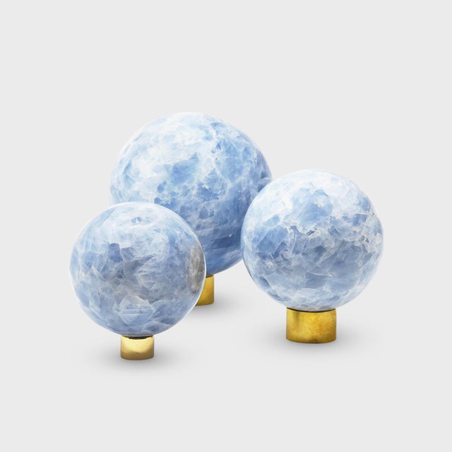 Light Blue Calcite polished Sphere. Made by AURA.