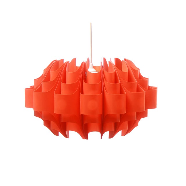 Orange Slatted Lamp, 1970s For Sale - Image 4 of 11