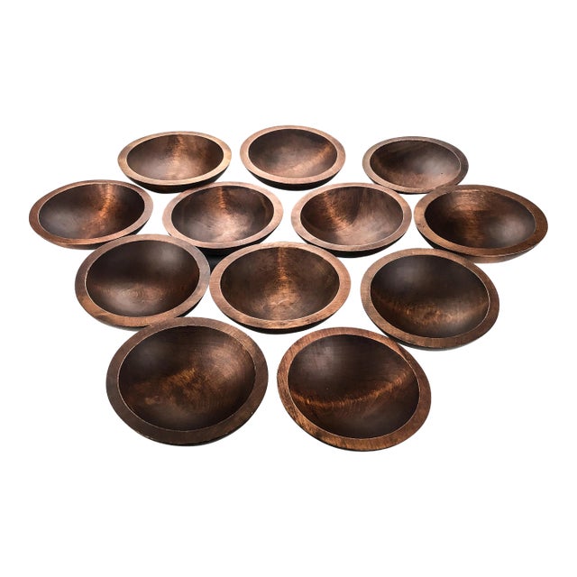 Vintage Artisans Wood Salad Nut Snack Bowls - Set of 12 For Sale