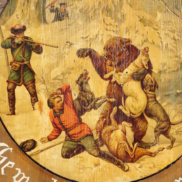 Farmhouse Antique Shooting Target With Bear Hunt Print, Bavaria 1919 For Sale - Image 3 of 4