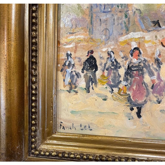 Mid-Century French Framed "Marche Breton a Quimper" Painting Signed Fanch Lel For Sale - Image 4 of 11