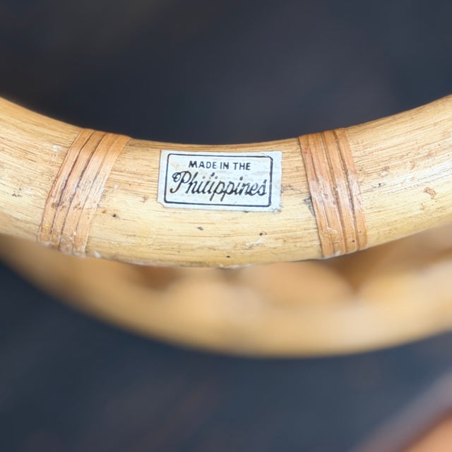 1970s Rattan Bamboo Plant Stand Base Set of 2 Decor For Sale - Image 11 of 16