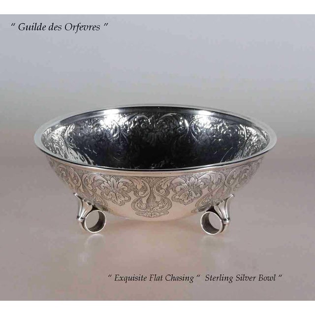 Metal 1990's Round Chased Sterling Bowl For Sale - Image 7 of 11