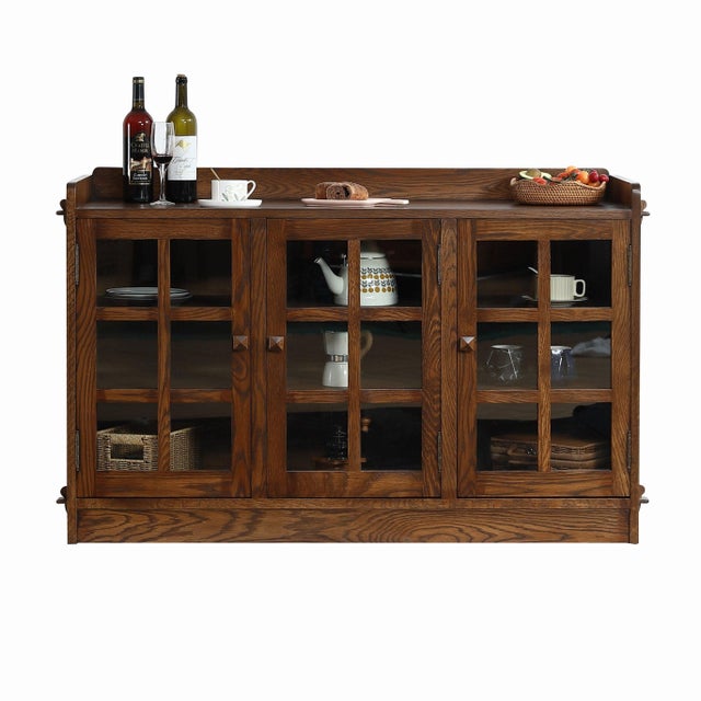 Mission Mission Oak 3 Door Console, Tv Stand - Walnut (W1) For Sale - Image 3 of 9