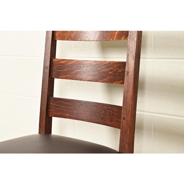 Wood Gustav Stickley Antique Mission Oak Arts & Crafts Ladder Back Rocking Chair, Circa 1910 For Sale - Image 7 of 12