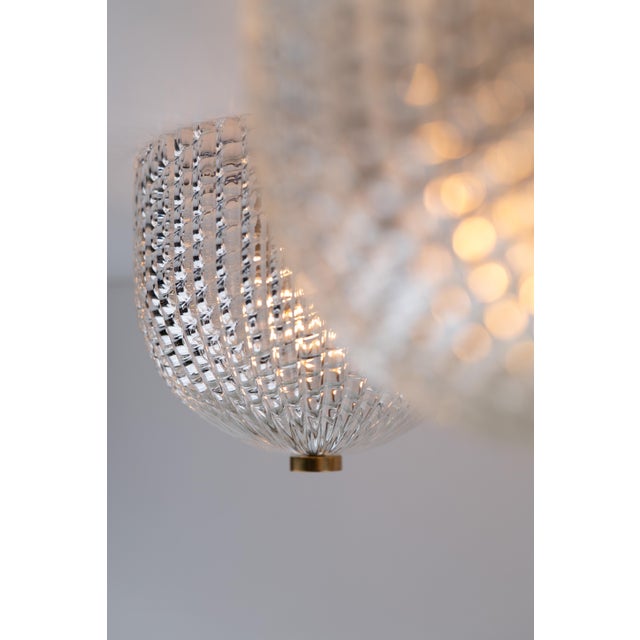 Metal Murano Glass Ceiling Lamp from Venini, 1940s, Set of 3 For Sale - Image 7 of 11
