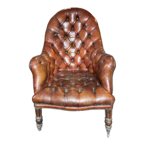 1920s Antique English Tufted Leather Library Chair