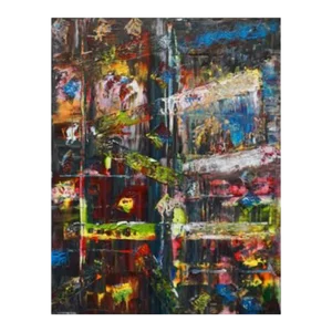 1990s Abstract Expressionist Acrylic Painting on Canvas by Anthony W. Randolph, Framed