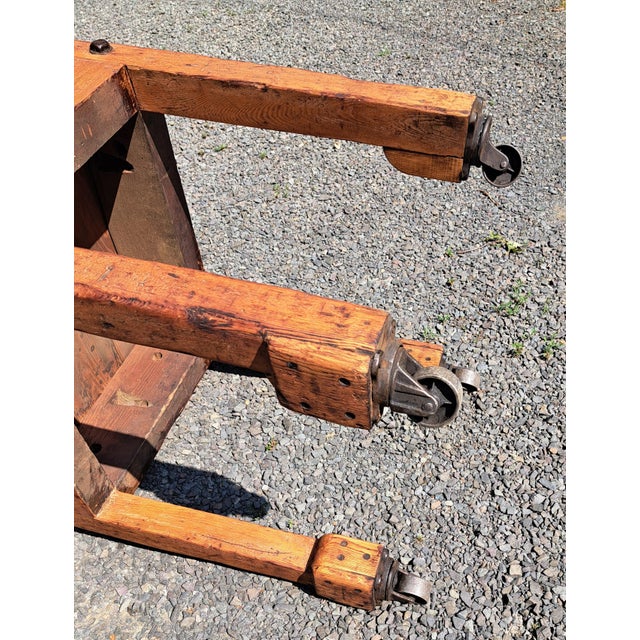 1920s Industrial Rolling Table Kitchen Island For Sale - Image 12 of 12