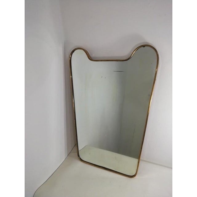 Mid-Century Modern Mirror with Brass Frame, Italy, 1950s For Sale - Image 3 of 14