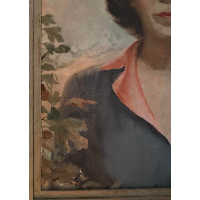 Portraiture Antique Oil on Board Estate Portrait Painting of Lady / Woman in a Desert Landscape by Spanish Artist J. Anduaga, Circa 1940 (1946) For Sale - Image 3 of 10