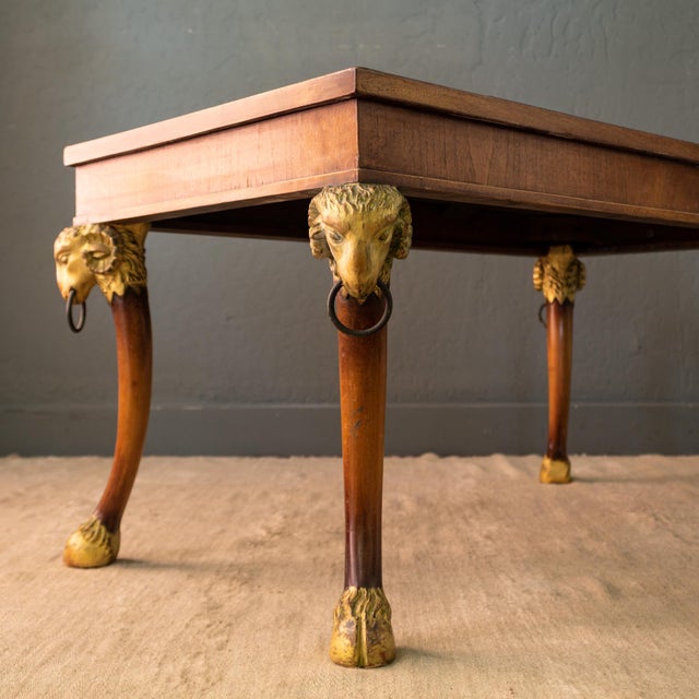 Giltwood Rams Head and Hoofed Saber Leg Burlwood Coffee Table For Sale - Image 13 of 18