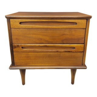 Mid Century Modern 1960's 2 Drawer Walnut Nightstand by American of Martinsville For Sale