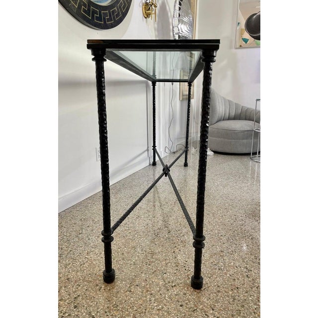 This stylish and chic artisan wrought iron console is very much in the manner of pieces created by Diego Giacometti. Note:...
