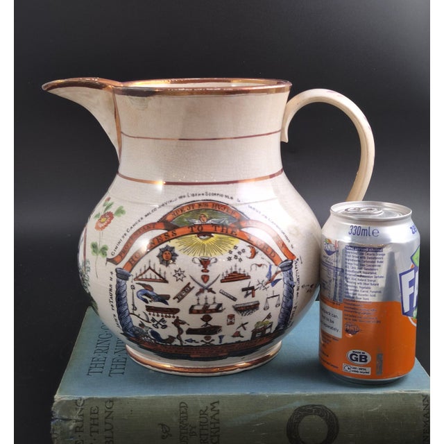 Orange Order Commemorative Jug in Polychrome Earthenware from Staffordshire, 1840s For Sale - Image 6 of 12