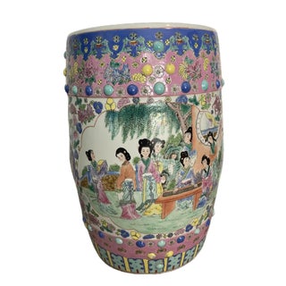Qing to Republic Period Famille Rose Porcelain Garden Stool- 1880's For Sale