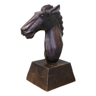 Large Carved Wooden Horse Head, 1950 For Sale
