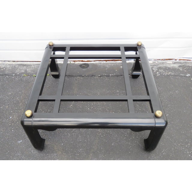 1970s Hollywood Regency Black Painted Glass Top Coffee Table 1577 For Sale - Image 5 of 13