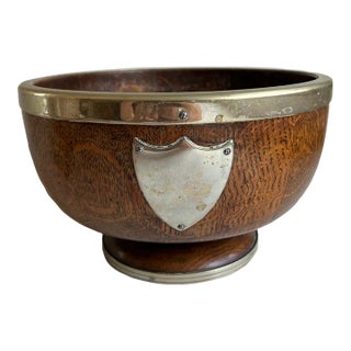 Vintage English Oak Trophy Bowl Circa Early 1900's - Small For Sale