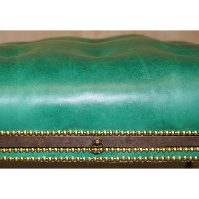 Gold Georgian Chesterfield Leather Footstool with Slip Serving Tray, 1760s For Sale - Image 8 of 18
