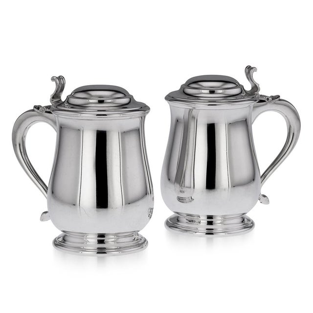 Italian Silver Lidded Tankards, 1890s, Set of 2 For Sale - Image 17 of 17