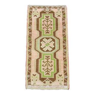 Turkish Mini Rug Oriental Hand Knotted Vintage Rug 1'9" x 3'5" #17736 For Sale