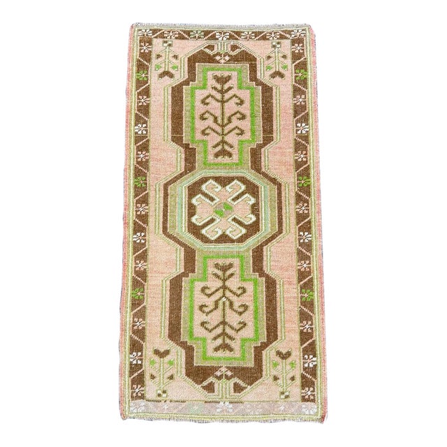 Turkish Mini Rug Oriental Hand Knotted Vintage Rug 1'9" x 3'5" #17736 For Sale