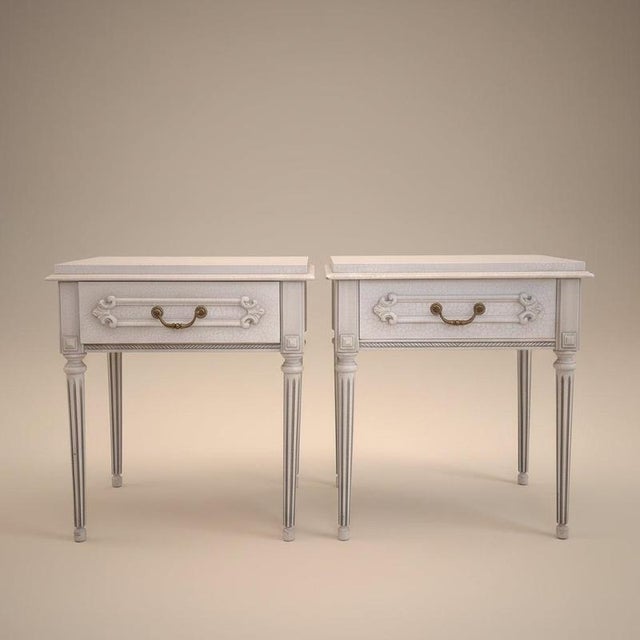 French Louis XVI Crackle Lacquered Bedside Tables, 1960s, Set of 2 For Sale - Image 16 of 16